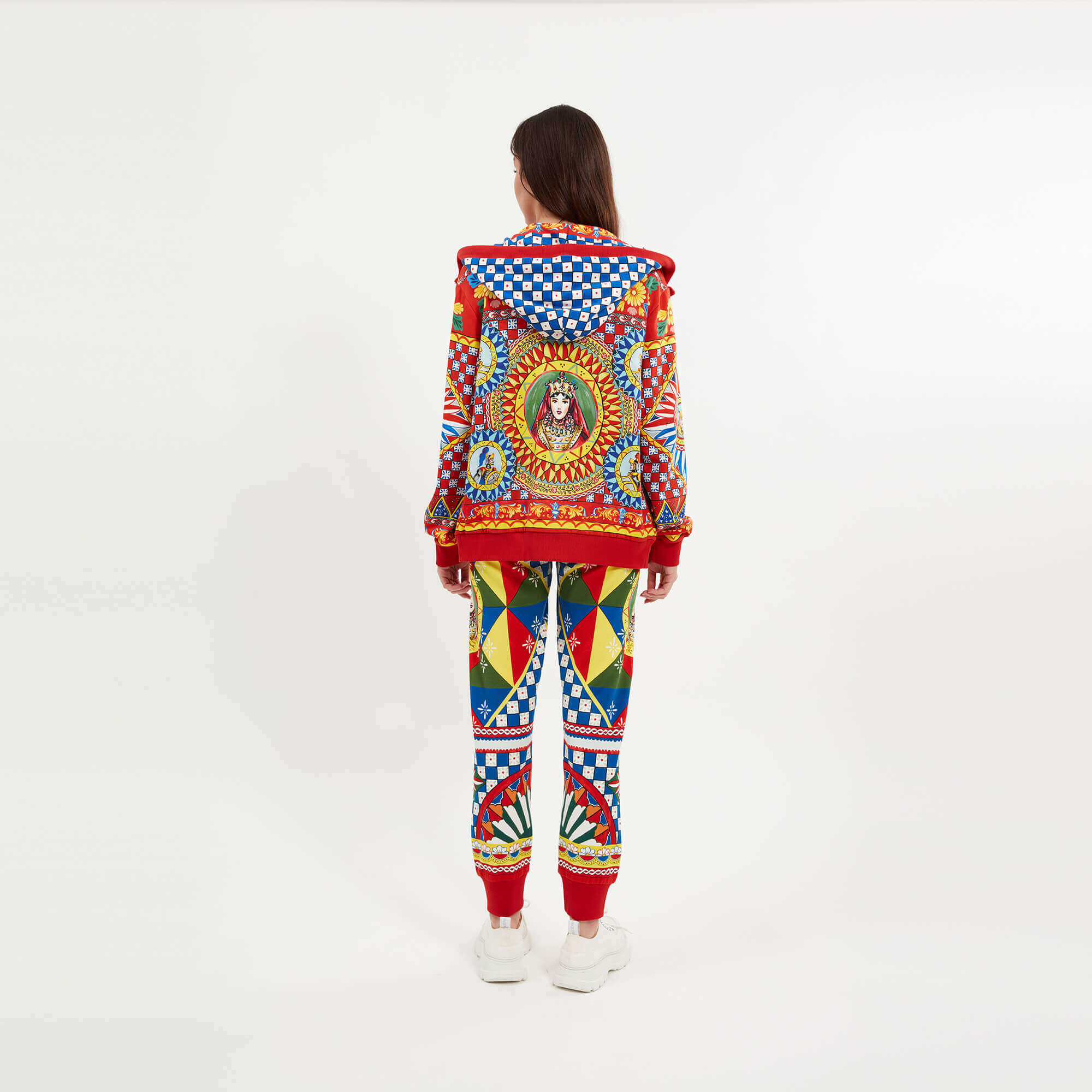 Dolce&Gabbana - Red Cotton Carretto Siciliano Print Tracksuit